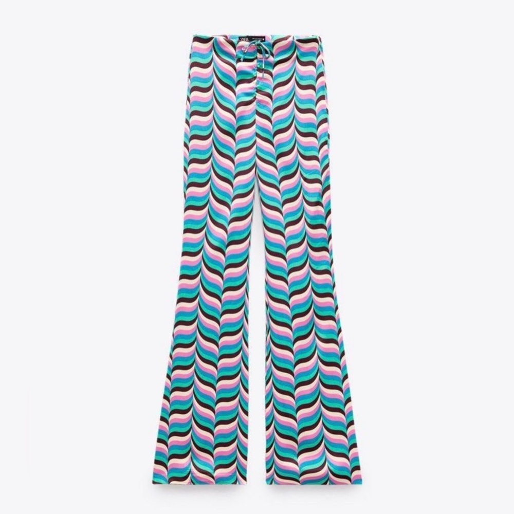 NWT Zara retro abstract printed flare pants